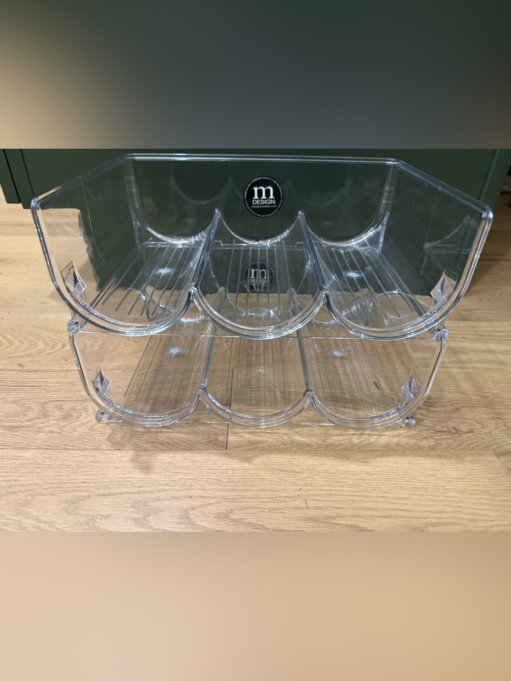 mDesign Plastic Stackable Water Bottle Wine Tumbler Holders Set of 2 / Holds 6